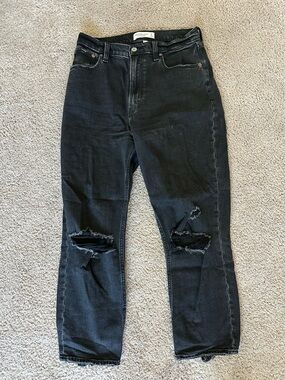 Abercrombie black ripped ankle jeans